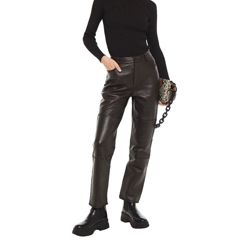 Ganni brown leather pants